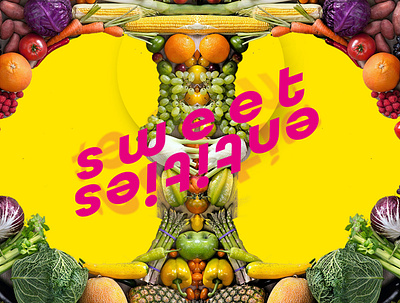 sweet entities ONE branding collage collageart cover art entities fruit graphicdesign gt guatemala icarosdie loveistheanswer poster poster design psychedelic psychedelicart vector yellow
