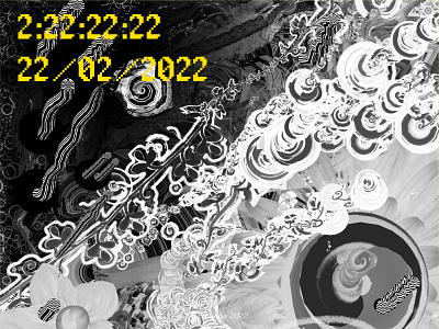 2:22:22:22 22/02/2022 black and white design digital art gt icarosdie nft numerology psychedelic art