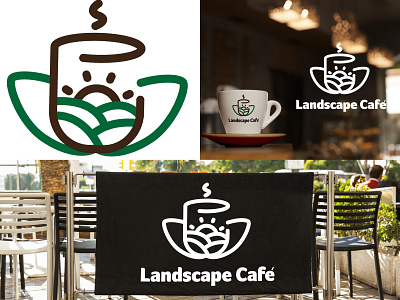 Landscape café logo brand identity brand mark branding cafe creative logo design graphic design icon landscape logo logo designer logo designs logo inspiration minimalist monogram vector