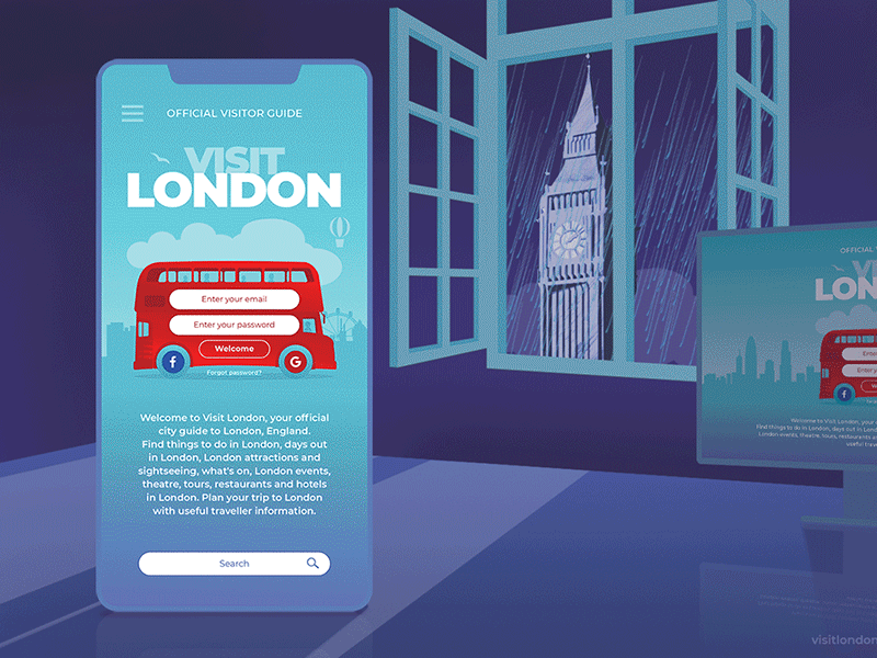 Visit London animation app illustration illustrator ui ux vector web