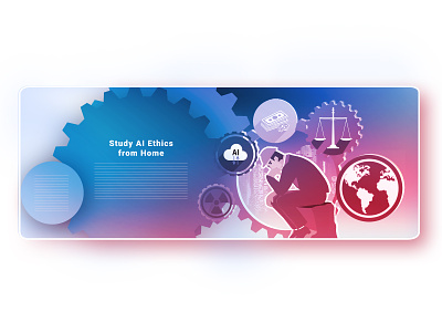The Thinking Engineer ai banner banner design blue bright course dilemma education engineer ethical ethics gradient illustration online photoshop red study from home technology