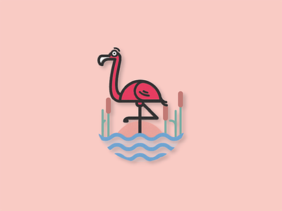 Flamingo animal dropshadow flamingo outline pink vector