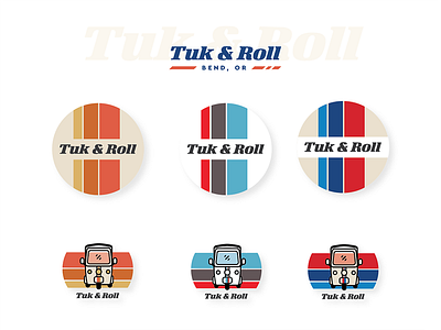 Tuk & Roll badge euro retro stripes tuktuk vector