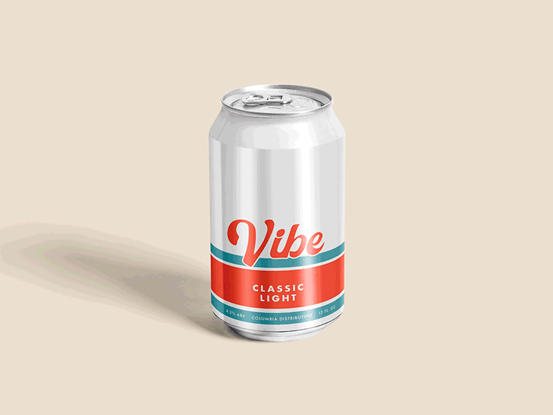Vibe beer can gif mockup packaging retro vintage