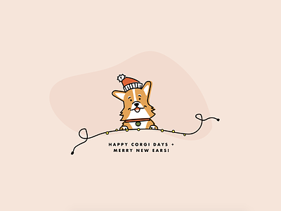 Happy Corgi Days 2018 christmas corgi corgi illustration design dog dog illustration fun holiday holiday lights illustration pink vector