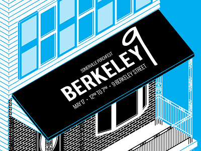 Berkeley 9. cyan porch poster print screen print