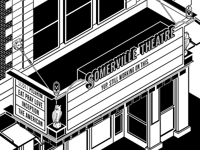 Let's go to the movies. bw isometric massachusetts movies music owl theater theatre