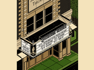 Somerville Theatre artwork design geometric historic illustration illustrator landscape poster