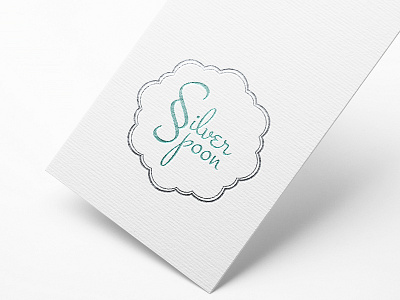 Silver Spoon branding foil stamping illustrator logo script silver spoon stalemate startup teal vector