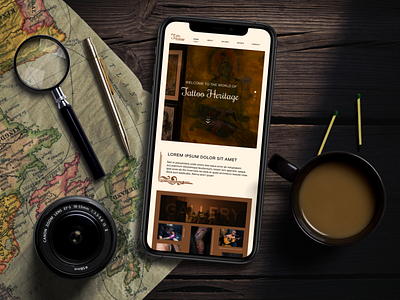 Mobile App Design for Tattoo Parlour artistic branding brown browns coffee design gallery heritage magnify mobile photo photoshop tatto parlor tattoo tattoo artist tattoo design typography ui ux vintage