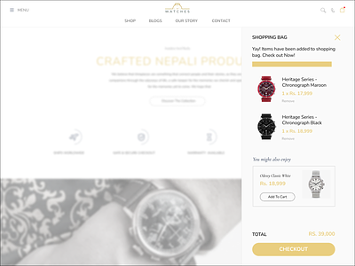 Watch shop checkout UI branding cart checkout clock design nepal shopping time ui watch watches website
