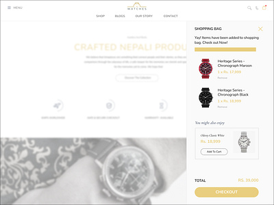 Watch shop checkout UI