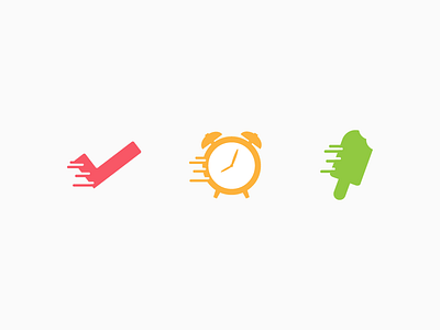 Speed Icons alarm clock flat ice cream iconography icons illustration minimal speed tick