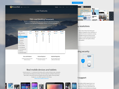 BrowserStack - Features Page features icon interaction typography ui ux visual design website