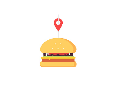 Burger + Location burger double patty fast food food icon illustration location street food yummy