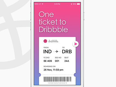 One Dribbble Invite Up for Grab!! boarding pass dribbble invite ios player ticket travel ui