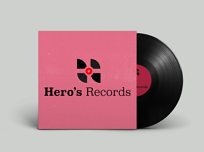 Vinyl Record Mockup for Vinyl store, "Hero's Records" branding design icon illustration logo typography vector
