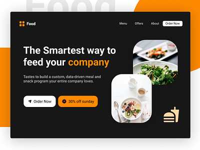 Food-Landing page design Dark