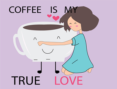 COFFEE LOVER banner design coffee lover sweet girl illustration