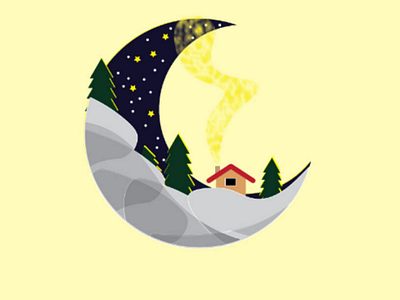 Moon house illustrator art design moon illustrator design