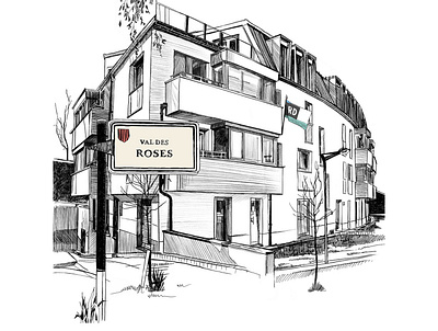 Black and white house bauhaus black building drawing graphic design house illustration illustrator real estate ui white