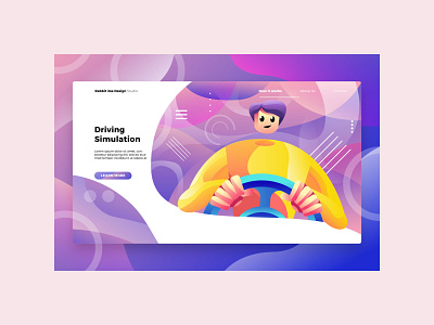 Driving Simulation Landing Page branding design flat graphic design illustration illustrator minimal vector web website