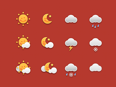 Weather Icon Set cloud flat flat design fog icon icon design icon set minimal rain sun ui design ui ux weather weather icon