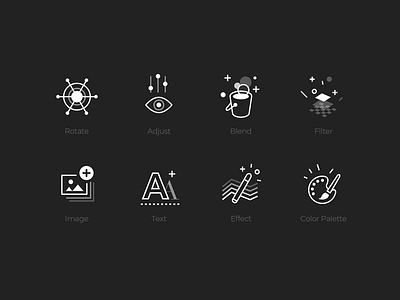 Photo Edit Menu Icon Set - CALISTA editing editor flat icon icon set line icon menu menu icon photo photo editor tools ui design ui ux