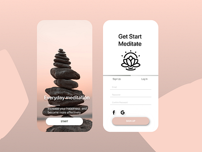 UI daily #001 Sign Up/Регистрация app login design meditation signup