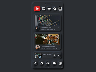 Neumorphic App Design mobile app ui ui youtube