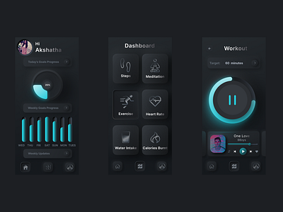 Fitness with Music Neumorphic App