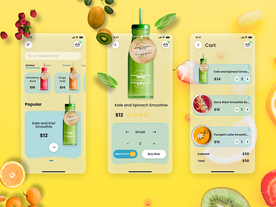 Glassmorphic Smoothies App UI concept