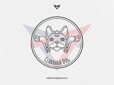 Claddagh Dog badge design black and white branding design dog illustration line art logo minimalist monoline sticker symbol vector