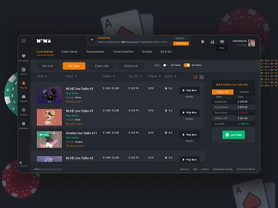 Poker Lobby 🃏 casino clean live poker lobby platform ui poker poker interface poker online poker platform poker tables poker ui poker ux pokeronline pokerplayer sharia sharia.design uxui