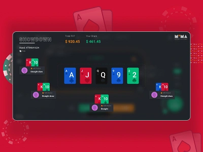 Poker design \ Showdown casino gambling game game design interface player player ui poker poker design poker table pokeronline pokerplayer sharia.design showdown ux webdesign