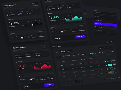 Dashboard components: Cards, table card cards clean clean design crypto cryptobot dark dark dashboard dashboard table ui