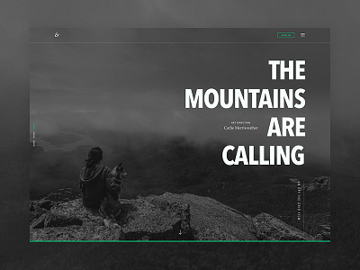 The mountains are calling application design homescreen interface monochromatic nature responsive ui design web app websire