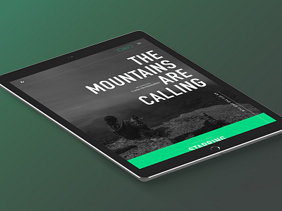 The mountains are calling – refined tablet discussions film homescreen interface design landing page nature refined typography ui