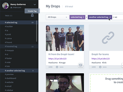 Droplr Product Dashboard