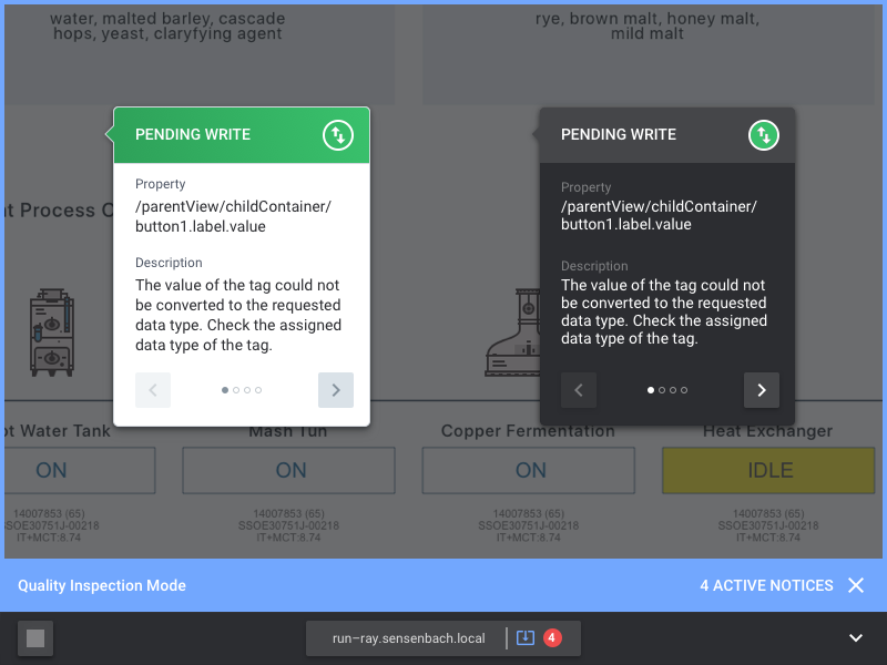 Popover Explorations popover modal dark inverse webapp ui errors alarm property inspect helper tooltip