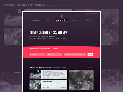 SPACED Challenge - Concept Design booking landing lunar monospace space spacedchallenge travel web web design
