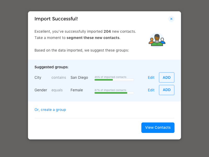 Contacts Import Suggestions by Ray Sensenbach on Dribbble