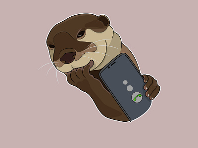 Hallo cartoon design illustration otters stickers vector