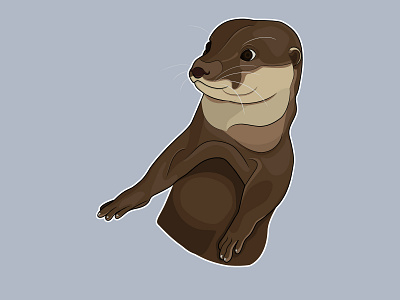 Wat cartoon design illustration otters stickers vector