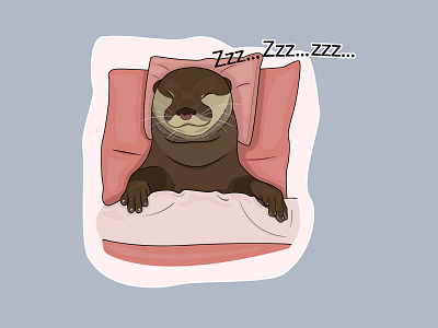 Zzzz... cartoon design illustration otters stickers vector