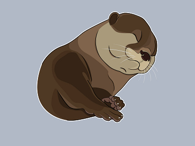 The sleepy one cartoon design illustration otters stickers vector