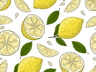 Colorful lemon pattern citrus design lemon organic pattern seamlesspattern vector