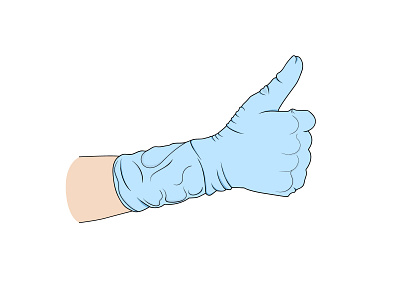 Thumb up blue cartoon design glove illustration medical protection surgical vector