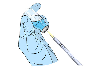 Vaccine blue cartoon design illustration medicine syringe treatment vaccine vector