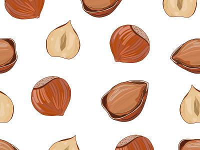 Colorful hazelnut pattern design hazelnut natural nuts organic pattern seamlesspattern vector